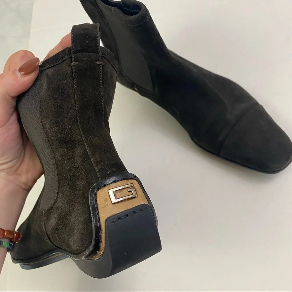 GUCCI brown leather flat booties